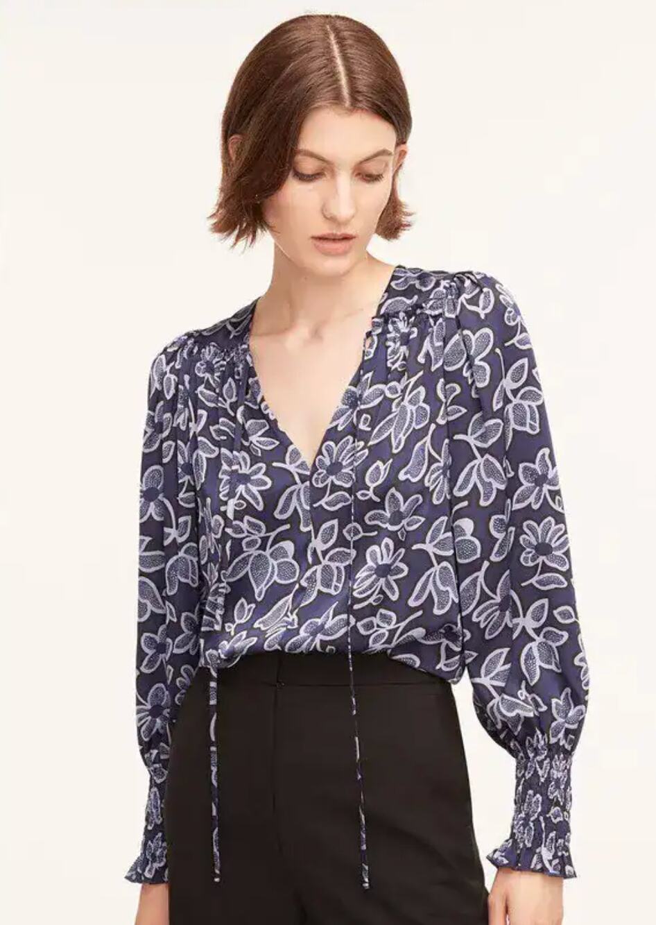 NWOT $245 Rebecca Taylor vera fleur tie-front blouse
